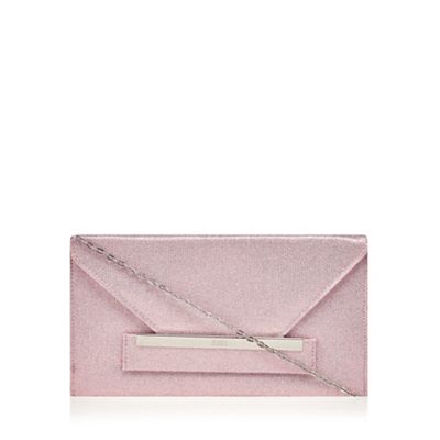 Pink glitter envelope clutch bag